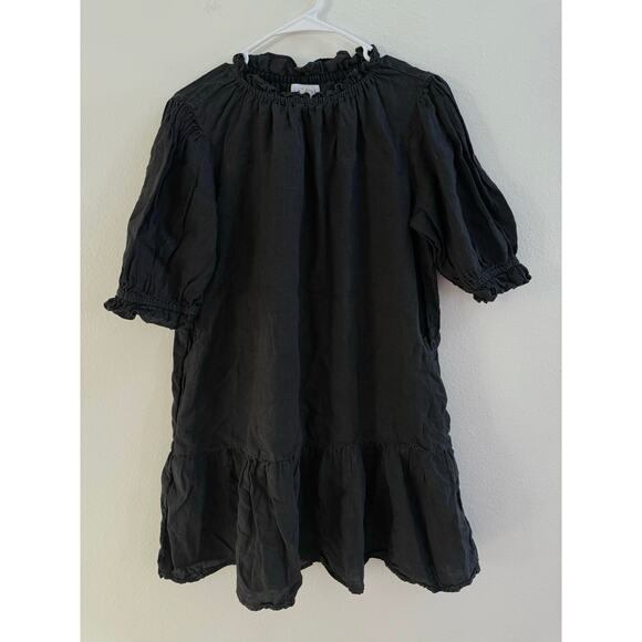 Velvet By Graham & Spencer Bernice Black Linen Mini Shift Dress size Small - Picture 4 of 13